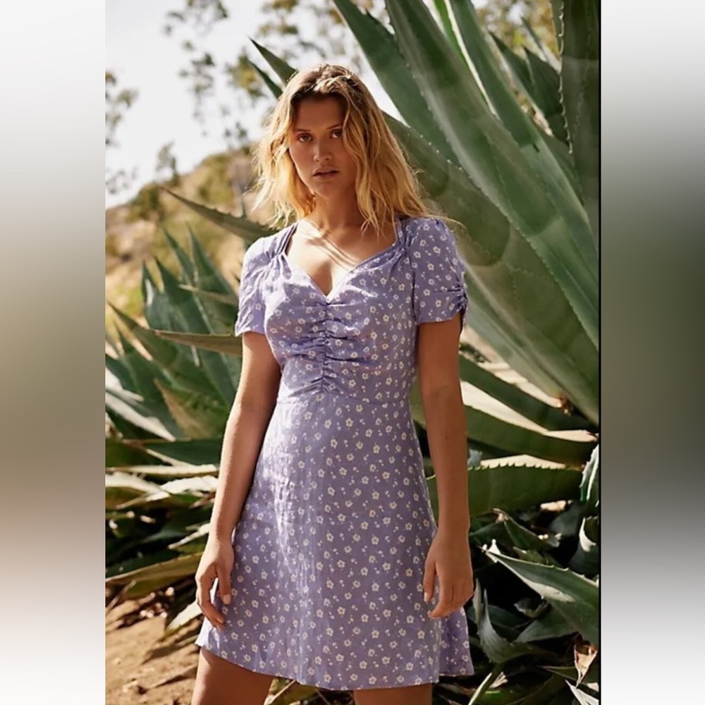 NWT Free People Free Bond Street Mini Dress Floral Lilac Size 6